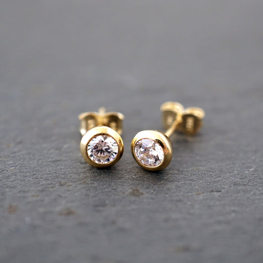 6mm Round CZ 10k Gold Studs