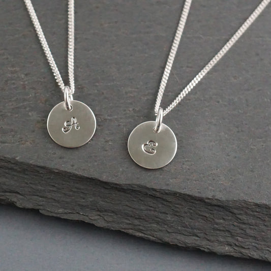 Stamped Initial Charm Necklace