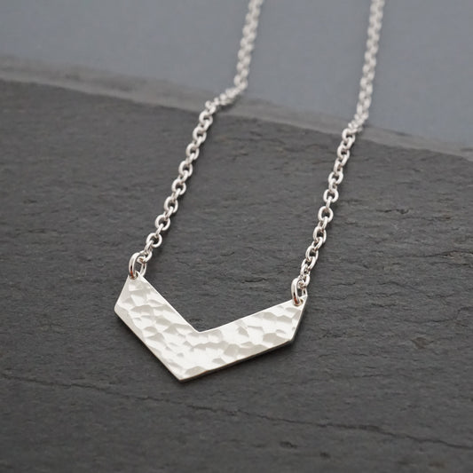 Small Hammered Chevron Necklace