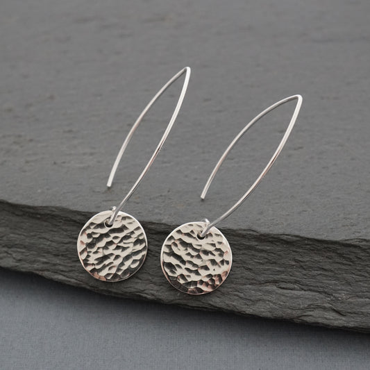 Hammered Disc V-Wire Earrings