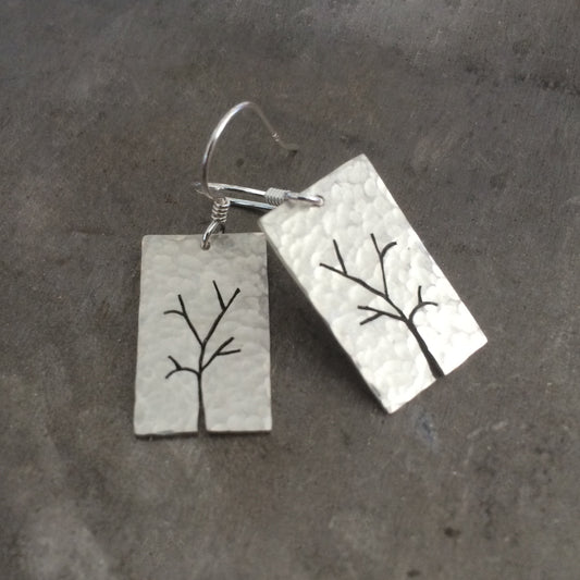 Hammered Tree Sapling Earrings