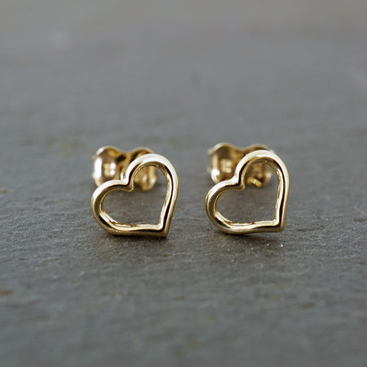 Heart Outline 10k Gold Studs