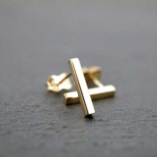 Medium Square Bar 10k Gold Studs